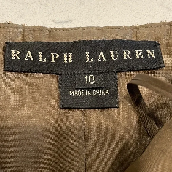 RALPH LAUREN 100% Silk & Gold Crane Tapestry Sleeveless Dress 10 - Picture 3 of 11